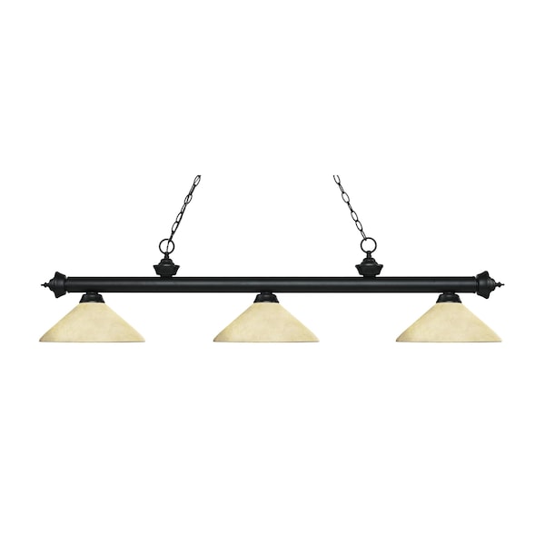 Z-Lite Riviera 3 Light Billiard Light, Matte Black & Golden Mottle 200-3MB-AGM14 - main